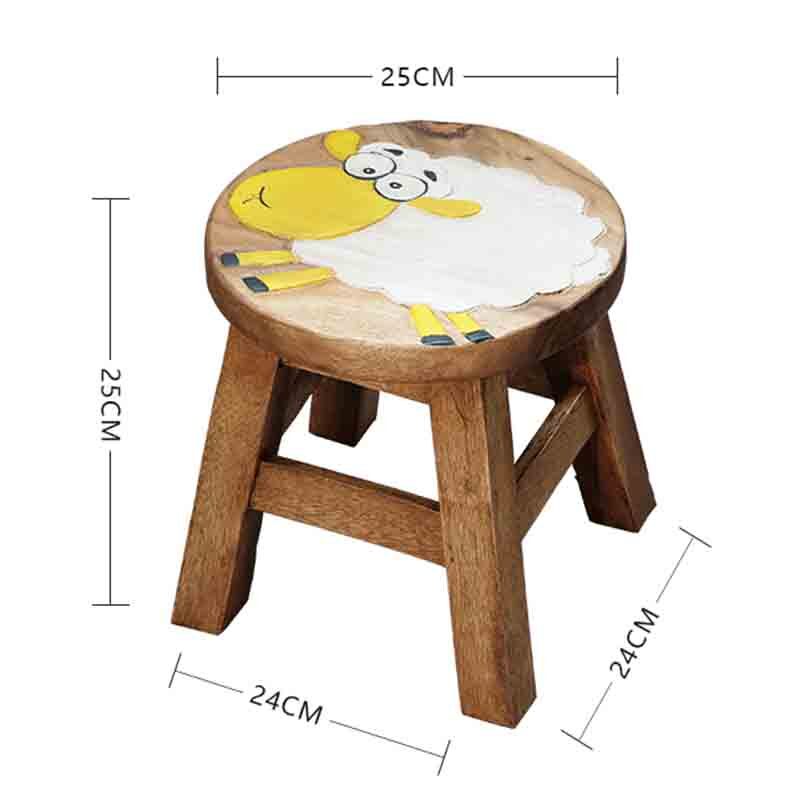 Creative cute solid wood student children  cartoon small  household shoe changing  wooden stool low stool