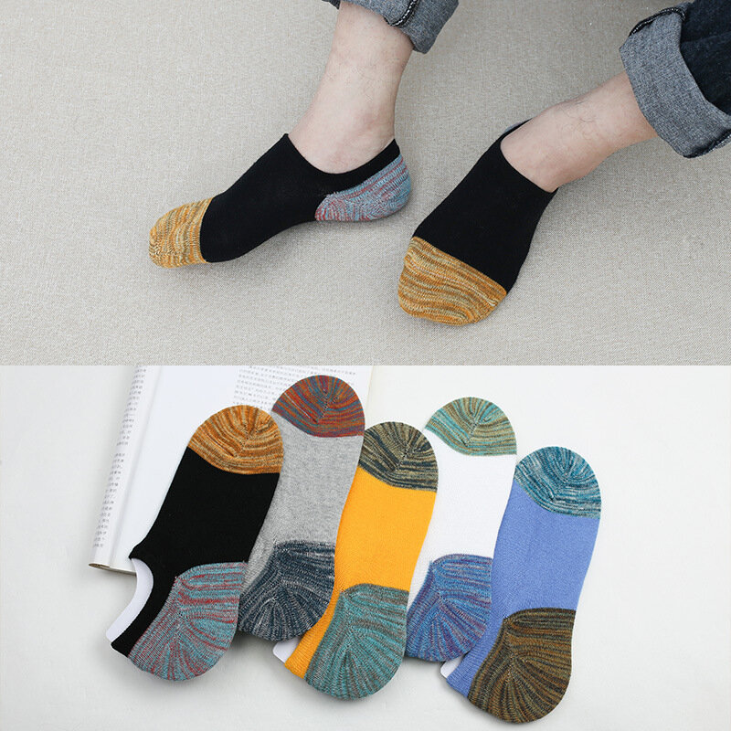 Casual Men Cotton Ankle Socks Men's Business Casual Solid Black White Short Socks Male 5 Pairs/lot for Spring Summer 2018