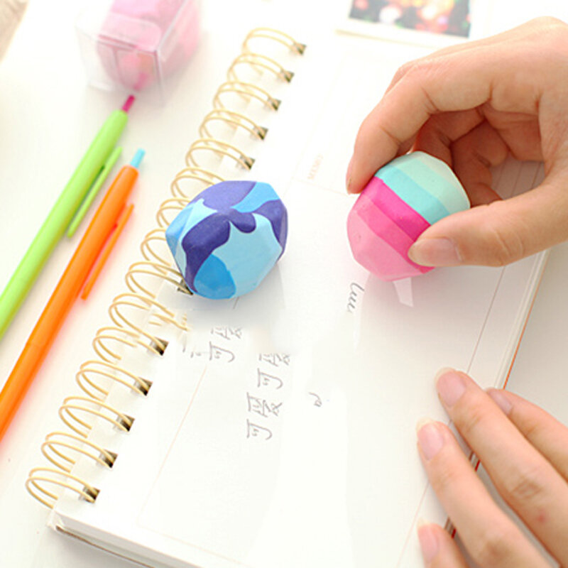 Gomas de borrar con forma de piedra de colores Kawaii, gomas suaves, forma Irregular, bolígrafo grande, suministros de papelería para estudiantes