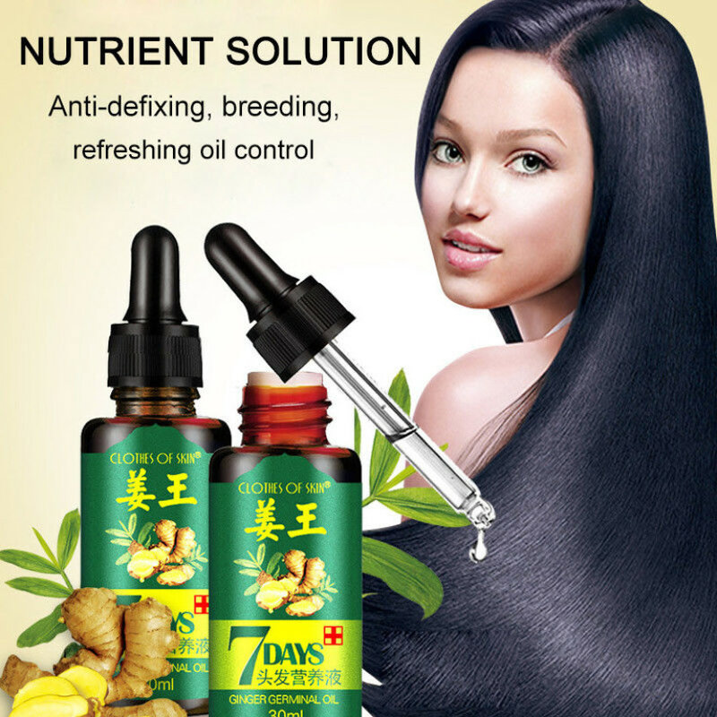7 dia gengibre germinal soro essência óleo natural perda de cabelo treatement eficaz crescimento rápido cuidados com os cabelos 30 ml