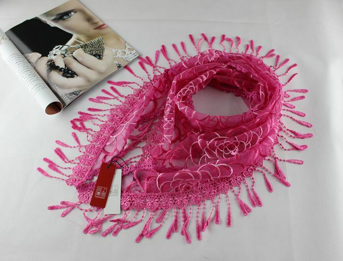 Модный новый кружевной шарф большой трехмерный цветочный треугольный шарф/шаль
