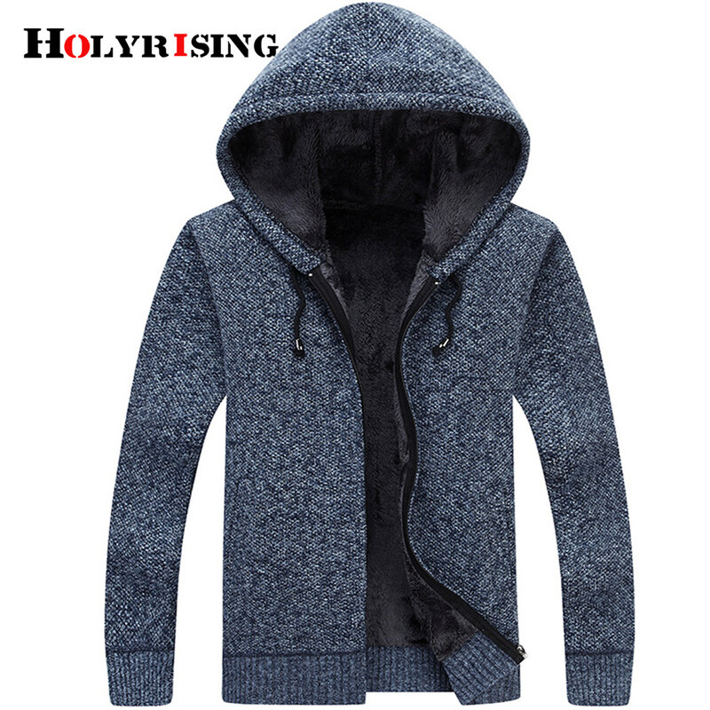 Holyrising-cárdigan informal Para Hombre, prendas de vestir gruesas, cálidas, Busos, con capucha, 5 colores, 18313-5