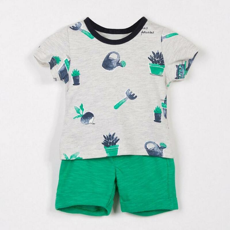 Little maven brand children 2019 summer baby boys clothes cotton children's sets car striped whale print t shirt + shorts