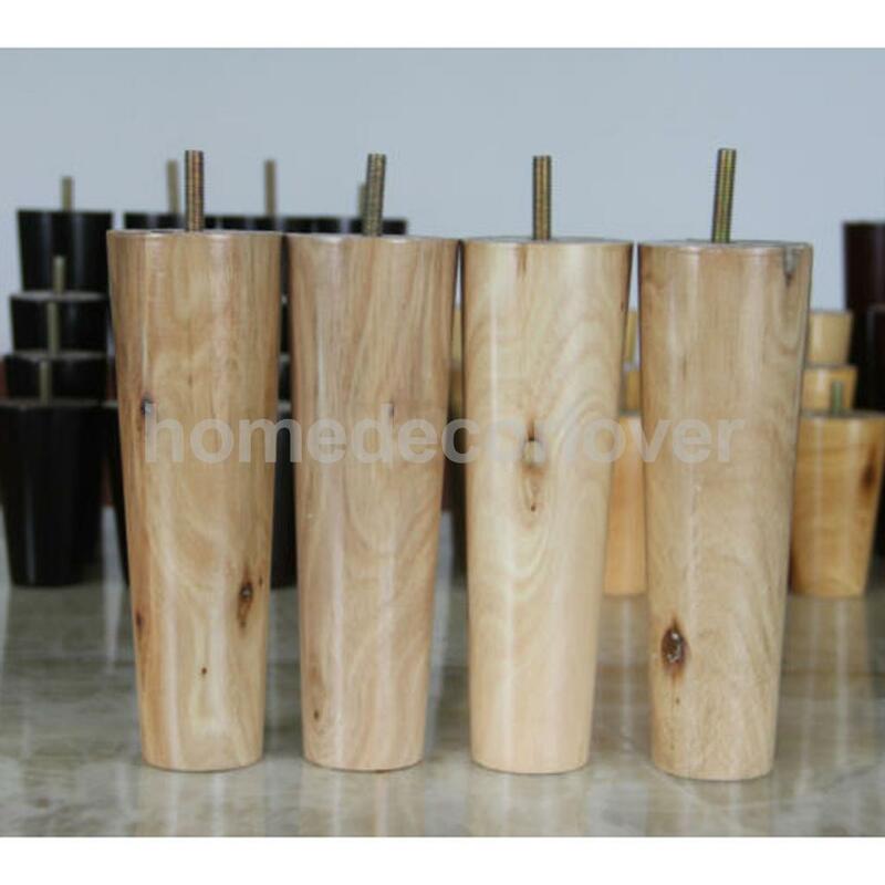 4Pcs 8inch Height Cone Shape Eucalyptus Solid Wood Furniture Sofa Legs Natural Color