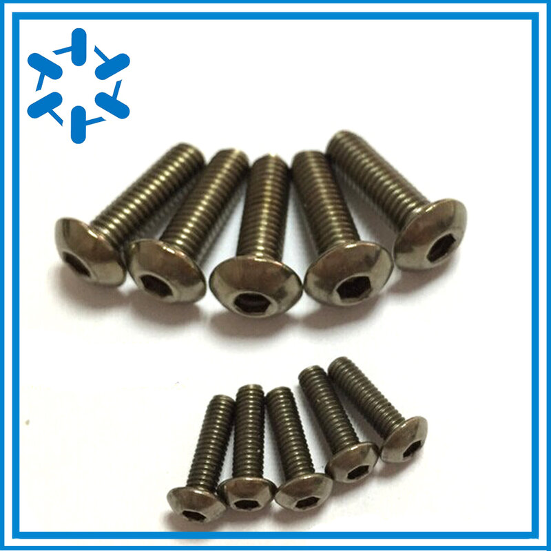 50pcs/lot Pure Titanium button head socket screw round head carriage bolt Ti GR2 ISO7380 M5*8/10/12/14/16/18/20/25/30