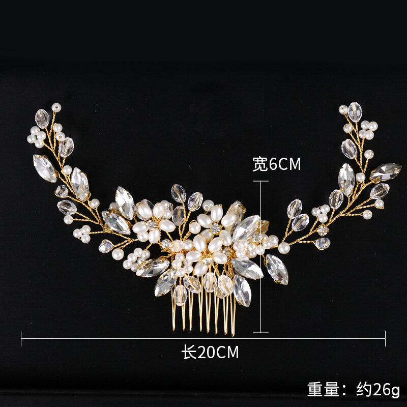 MOLANS Crystal Beads Headdress Sticks Combs Gold Leaf Hairpins for Bride Wedding Accessories Hair Ornaments Bridal Headpieces
