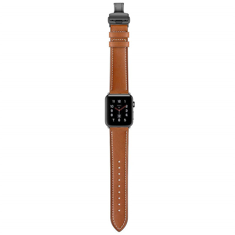 Pulseira luxuosa de couro genuíno para apple watch, 44mm, 40mm, para iwatch series 1/2/3/4, 38mm, 42mm