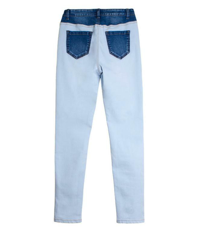 Pantalones vaqueros elásticos para mujer, pantalón Sexy con paneles ajustados, de cintura media, Color liso, K1004, 2019