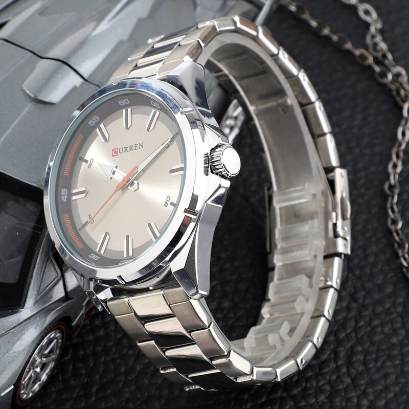 Curren-reloj analógico de acero inoxidable para hombre, accesorio de pulsera de cuarzo resistente al agua con calendario, complemento Masculino de marca de lujo con diseño moderno y estilo informal, nuevo