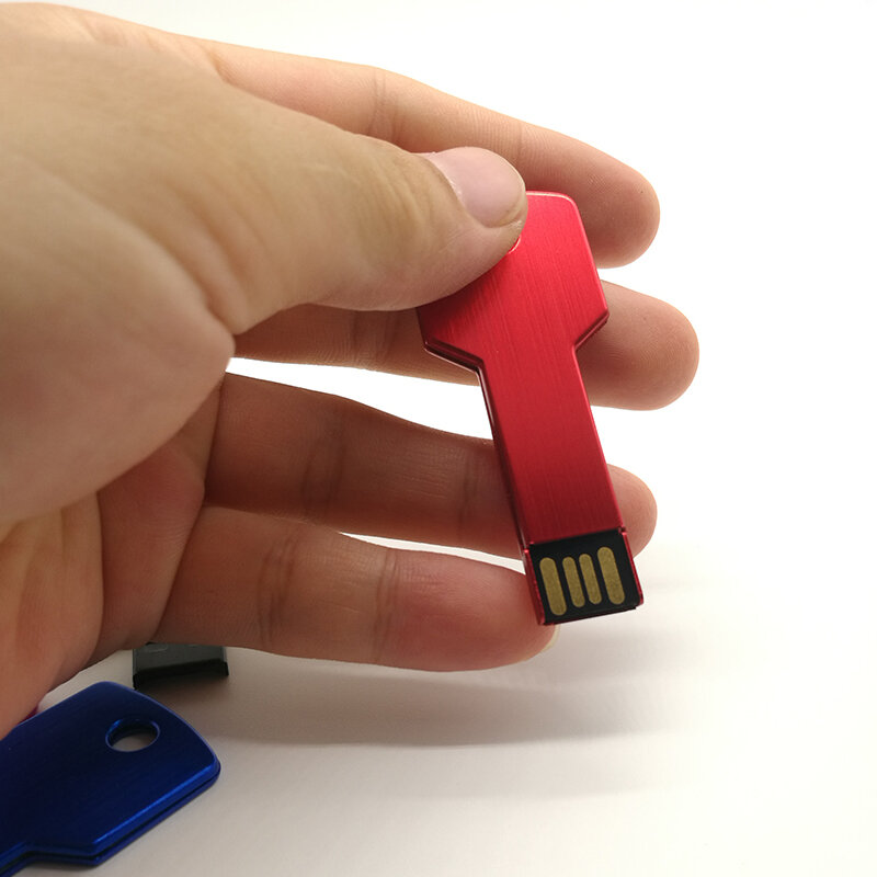 Pendrive colorido de metal em forma de chave, flash drive 4gb 8gb 16gb 32gb 64gb à prova d'água, capacidade real u disk