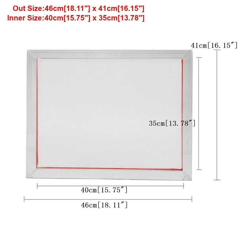 5Pack 46cm * 41cm cornice per stampa serigrafica in alluminio 18 ''x 16'' schermi 32T 43T 77T 90T 120T maglia in poliestere bianco 40cm * 35cm