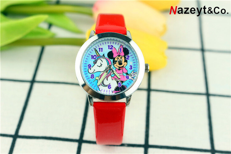 The new fashionable children's cartoon blue face watch schoolchildren lovely noctilucent quartz strap watch