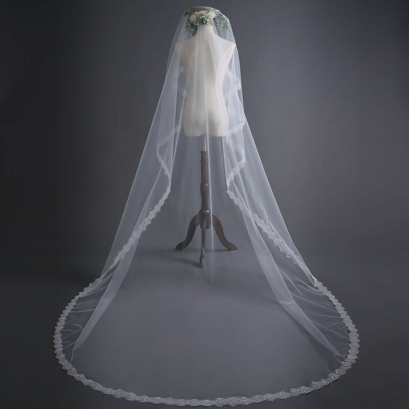 1t 3m velo de novia con lentejuelas Catedral suave accesorio para boda elegante