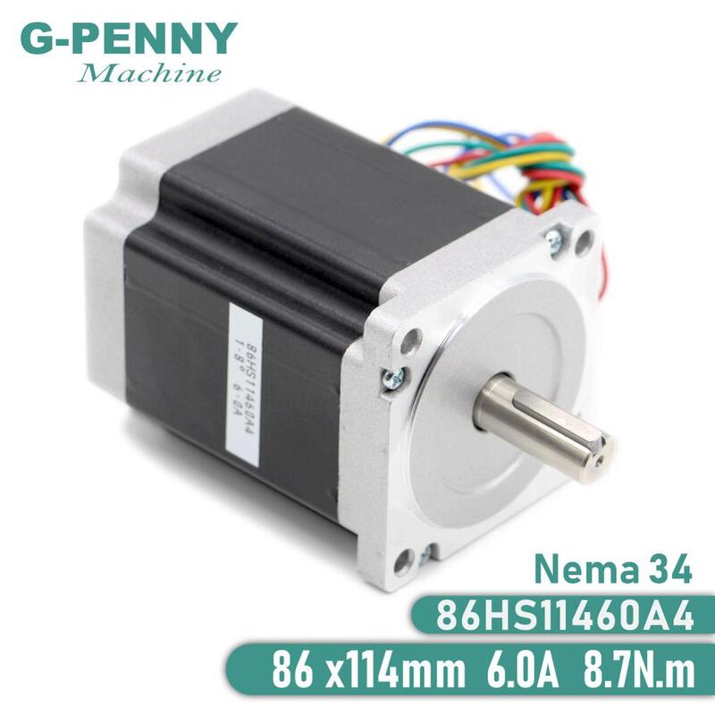 NEMA 34 silnik krokowy 86X114mm 8.7 nm 6A 14mm silnik krokowy wału 1172Oz-in dla CNC laserowa maszyna grawerująca