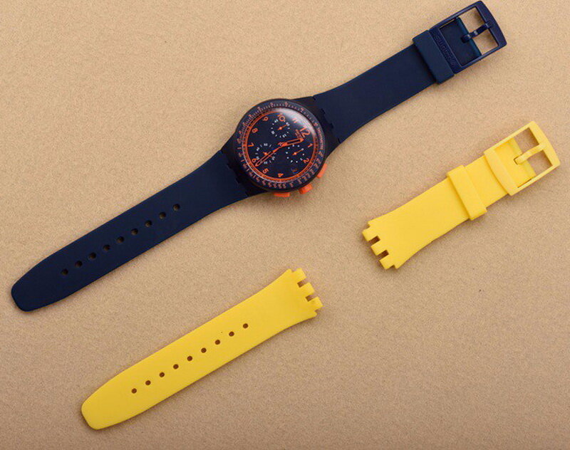 Neway 17mm 19mm silikonowy zegarek pasek paski zegarek akcesoria dla mężczyzn kobiety zegarki Swatch gumowy pasek klamra plastikowa klamrami
