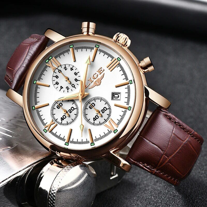 2021 LIGE biznes skórzana moda wodoodporny zegarek kwarcowy dla mężczyzn zegarki Top marka luksusowy mężczyzna data zegar Relogio Masculino