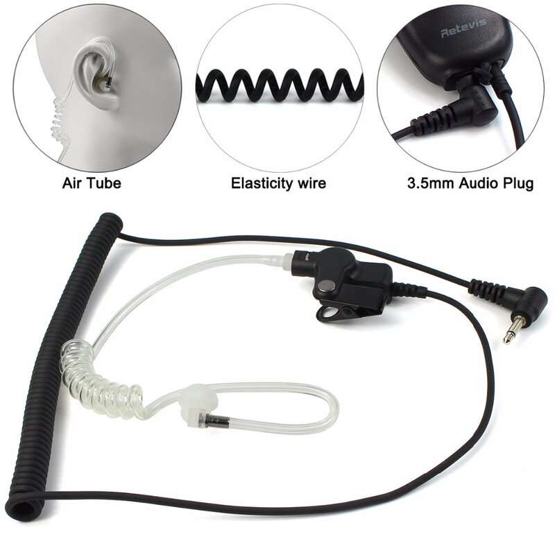 Retevis 3.5mm 1Pin Audio Plug Listen Receiver Only Surveillance Air Tube Earpiece for Motorola Walkie Talkie Radio Speaker Mic