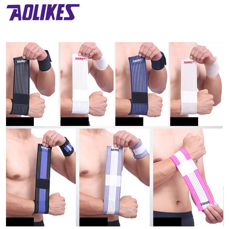 AOLIKES 1 Pcs Pergelangan Tangan Band Pria Wanita Elastis Perban untuk Pergelangan Tangan Tali Wrap Gelang Kebugaran Olahraga Gym Dukungan Pergelangan Tangan pelindung