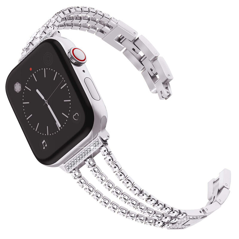 สร้อยข้อมือสำหรับ Apple นาฬิกา45มม.41มม.40มม.38มม.42มม.44มม.เพชรสายนาฬิกาโลหะ IWatch SE/7/6/5/4/3/2พ็อด