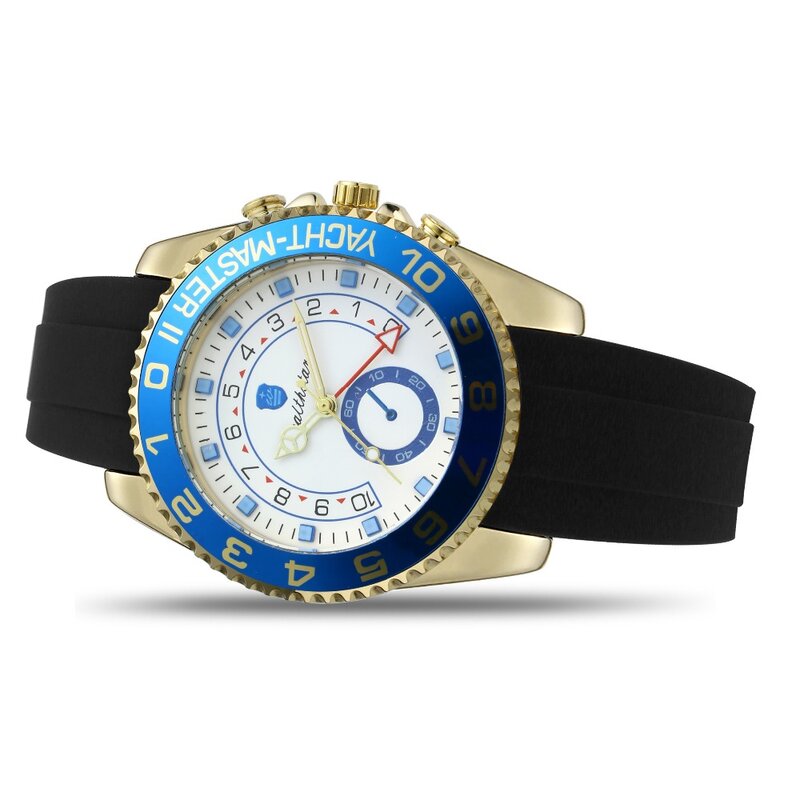 Boîtier en or Rose hommes de luxe montres marque riche hommes sport montres à quartz maître mode silicone bracelet montres