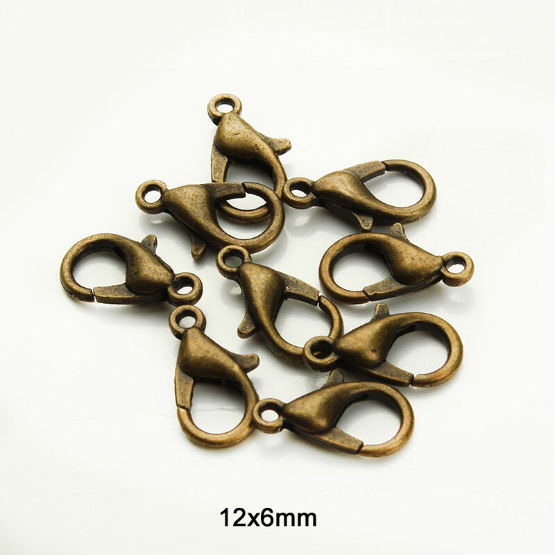 12*6mm 50 pçs/lote moda jóias achados liga de bronze antigo/cor ouro lagosta fecho ganchos para colar & pulseira corrente f112