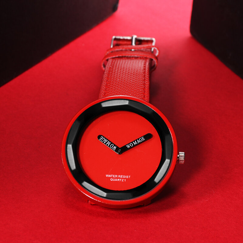 WoMaGe 여성 패션 다채로운 시계 시계 10 색 숙녀 시계 가죽 스트랩 브랜드 손목 시계 여성 relogio feminino