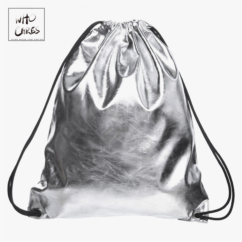 Mochila feminina de couro artificial, nova bolsa sólida de prata para mulheres 2020, bolsa escolar para adolescentes