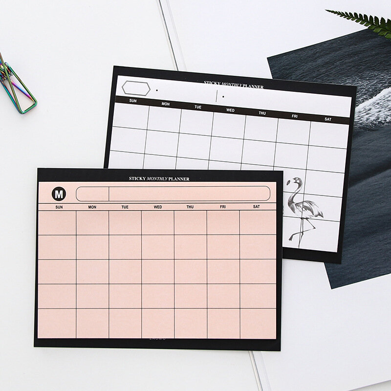 Bloc-notes de plan mensuel déchirable, calendrier de bureau simple créatif, bloc-notes de plan de résumé de l'embauche de travail