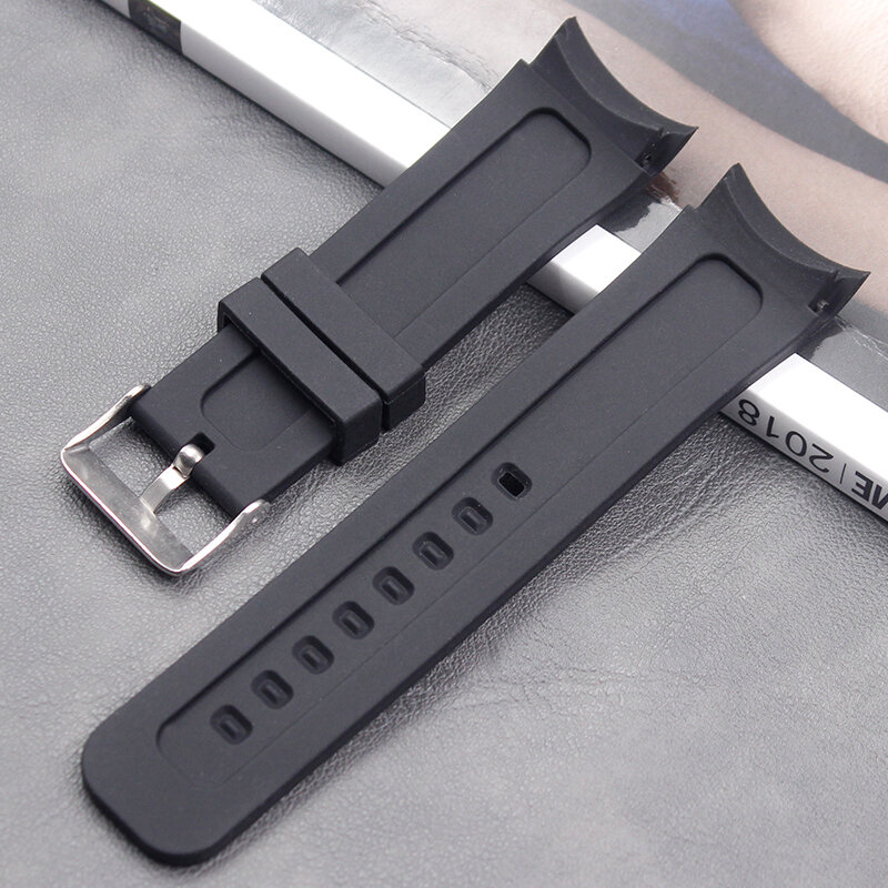 Silicone strap men's watch accessories buckle 24mm ladies outdoor sports waterproof sweat-proof soft rubber strap