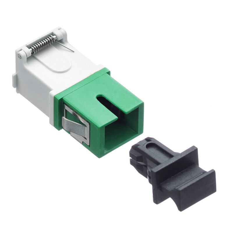 Adaptador de fibra SC APC con obturador ftth sc, acoplador verde SM, conector abierto, sin brida, evita el láser, 200 Uds.