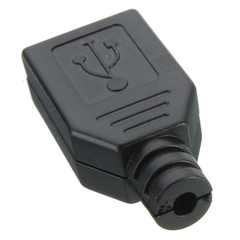 10 Stks Type Een Vrouwelijke USB 4 Pin Plug Socket Jack Connector Stopcontact met Zwart Plastic Cover Seat Lasdraad Adapeter