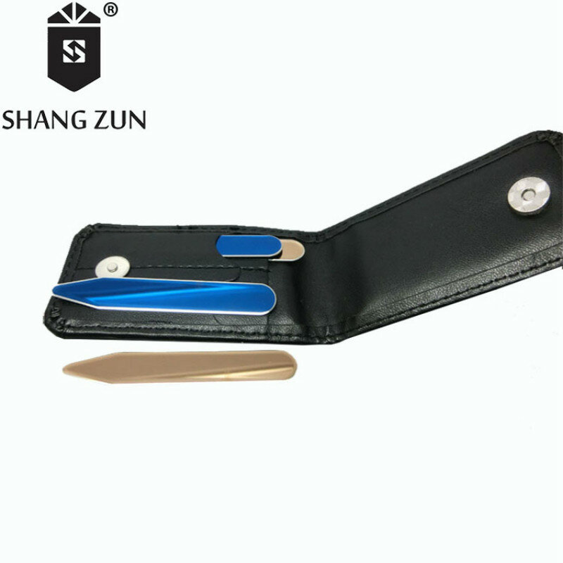 SHANG ZUN 4 PCS Double Mirror Polished Collar Stiffeners Stays Bones Set For Dress Shirt Men's Gifts