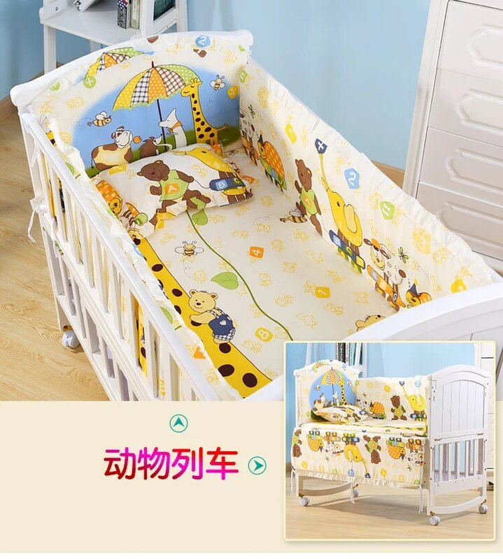 Musim Panas Tipis 6 Pcs Kapas Baby Crib Selimut Set Bayi Bayi Gadis Anak Laki-laki Seprai Termasuk Cot Bumper Kasur Bantal dengan Filler