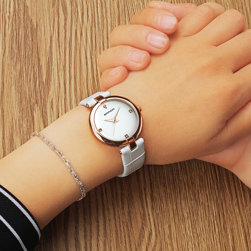 Słynna marka luksusowa Sanda P196 wodoodporny zegarek damski modny pasek prosty zegarek damski zegarek kwarcowy zegar relojes mujer saat
