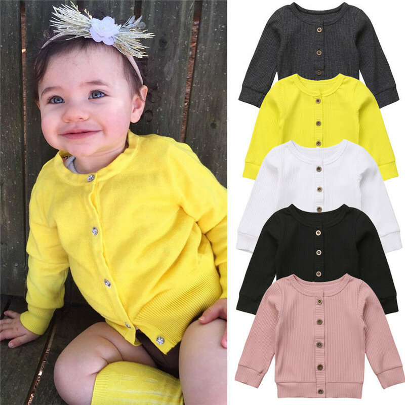 PUDCOCO Newest Newborn  Baby Girl Boy Knitted Long Sleeve Autumn  Sweater Cardigan Button Outwear Casual Tops Kids Clothes