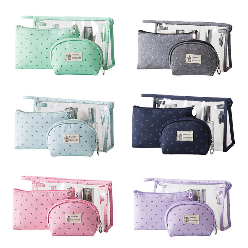 2019 新 3 ピース/セット韓国スタイル透明pvc化粧品袋かわいい旅行化粧ポーチジッパー洗浄バッグ収納バッグ