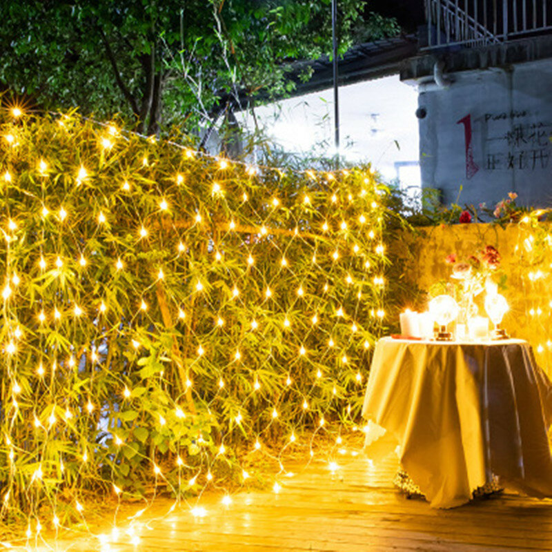 Luz led string net luz 220v colorido 8 modo de decoração do casamento natal fada lâmpada corda ao ar livre festival jardim lâmpada