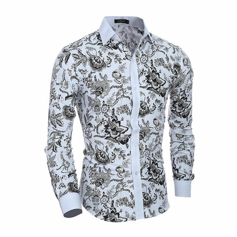 قميص رجالي مزين بالزهور موضة 2021 بطباعة ثلاثية الأبعاد قمصان فستان هاواي بقصة ضيقة قميص رجالي
