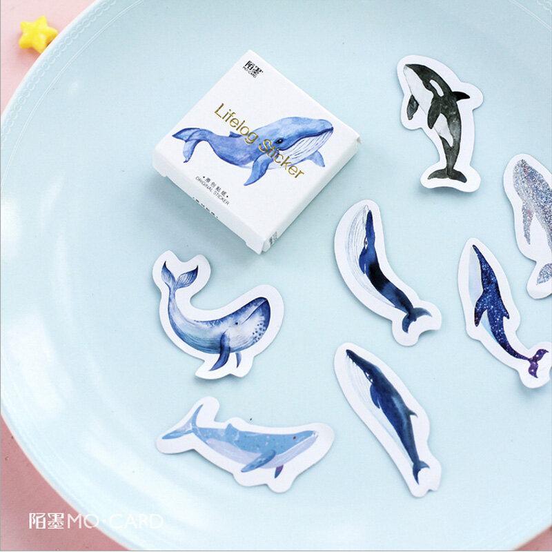45 Pçs/lote Baleia Animal Etiqueta de Papel DIY Decorativa Planejador Diário Recados Adesivos Kawaii Papelaria Escolar Suprimentos