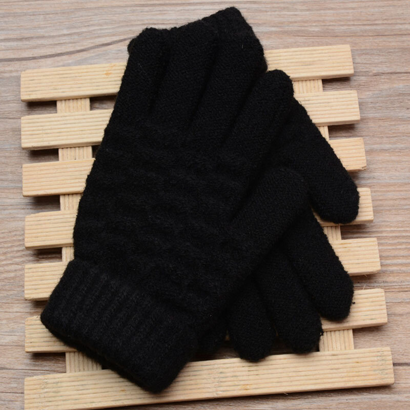 Nova moda crianças grossas luvas de malha luvas de inverno quente crianças estiramento luvas menino menina infantil sólida guantes mão acessórios