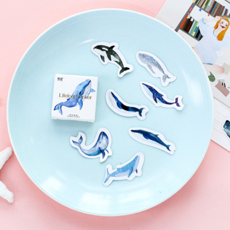 45 Pçs/lote Baleia Animal Etiqueta de Papel DIY Decorativa Planejador Diário Recados Adesivos Kawaii Papelaria Escolar Suprimentos