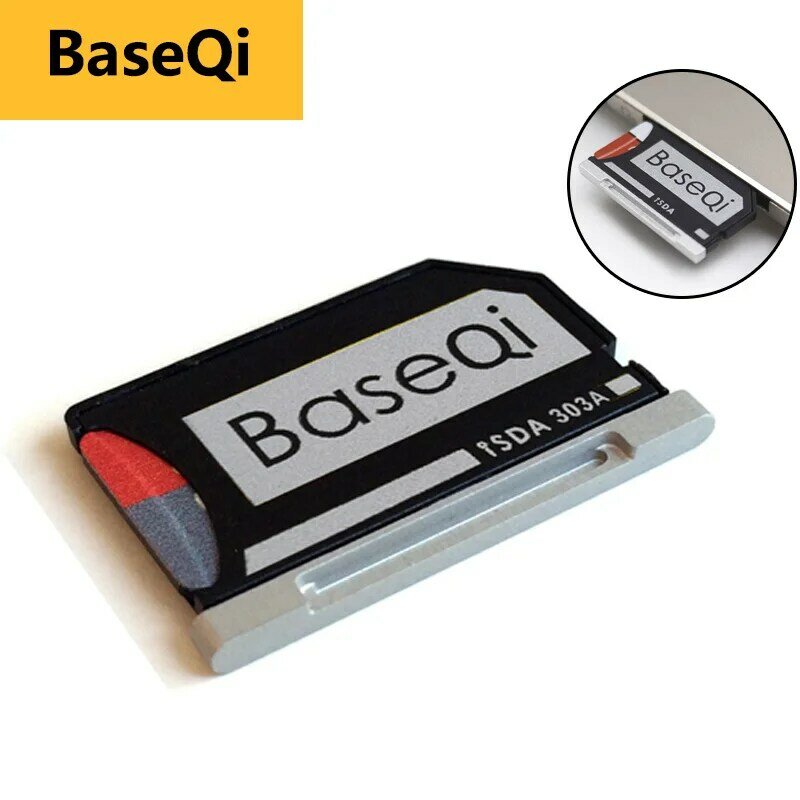 맥북 프로 레티나 13 인치 컴팩트 플래시 어댑터 메모리 카드 어댑터용, 오리지널 BaseQi 알루미늄 미니 드라이브 마이크로 SD 카드 리더
