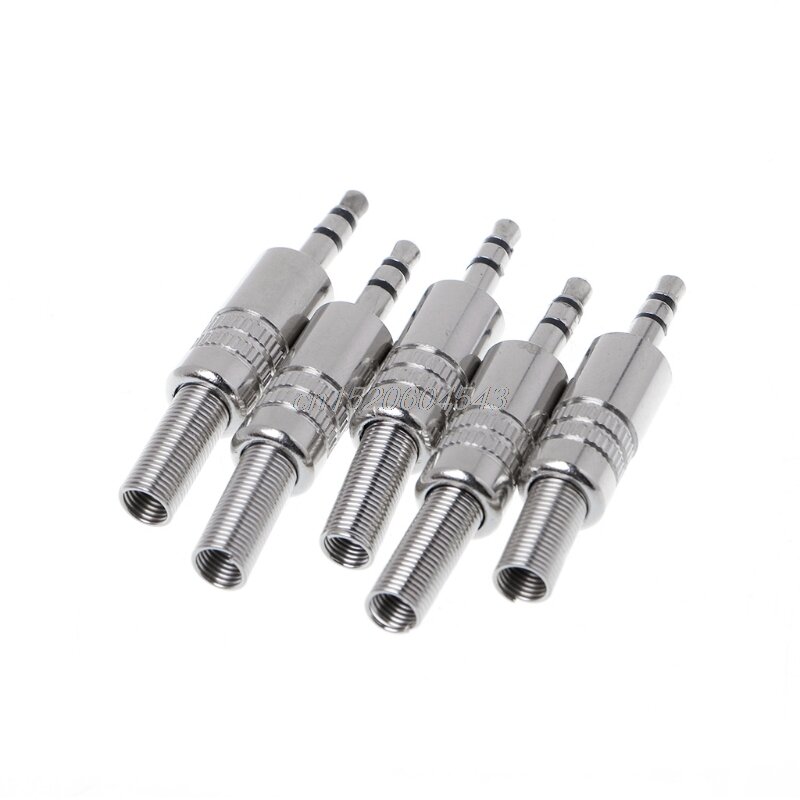 3.5mm Plug Connector 5pcs Stereo Metal 3Poles 3.5 Plug&Jack Adapter With Spring Solder Wire Terminals R06 Whosale&DropShip