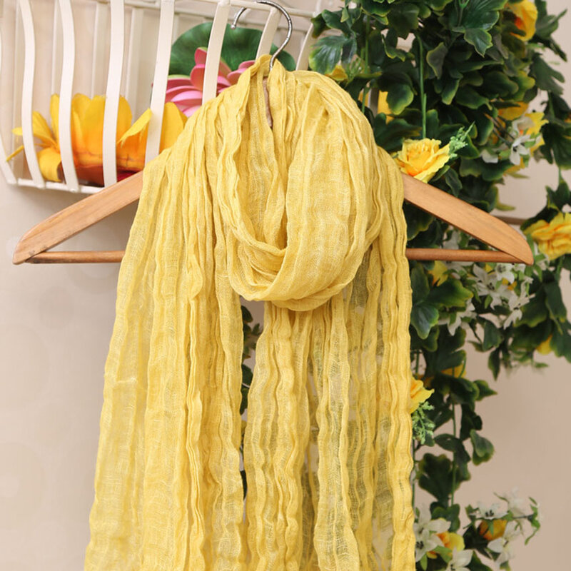 Bufanda japonesa de algodón y lino para mujer, chal largo de Color sólido, a la moda, primavera, verano, Otoño e Invierno