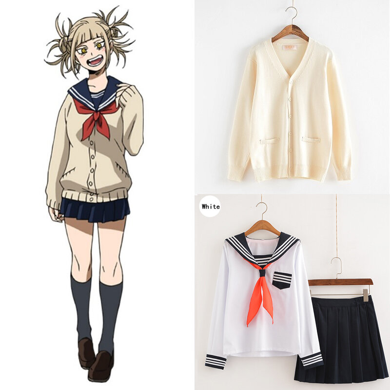 Disfraz de My Hero Academia para mujer, traje de Anime para Cosplay, Boku no Hero Academia, Himiko Toga JK, uniforme de marinero con suéteres