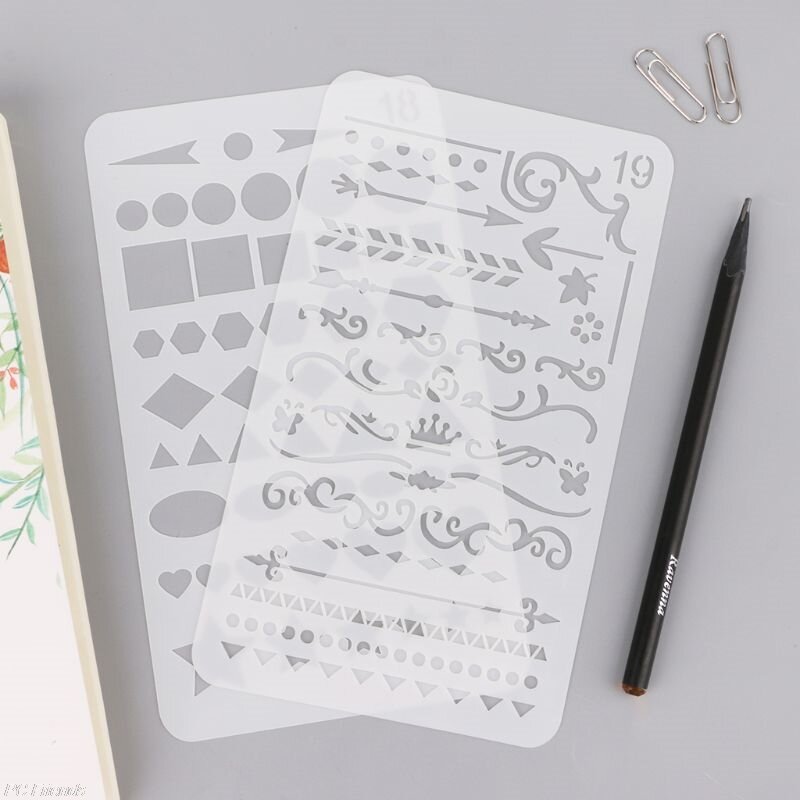 20Pcs Bullet Journal Stencil Plastic Stencils Journal/Notebook/Diary/Scrapbook Hollow DIY School Stationery Office Supplies