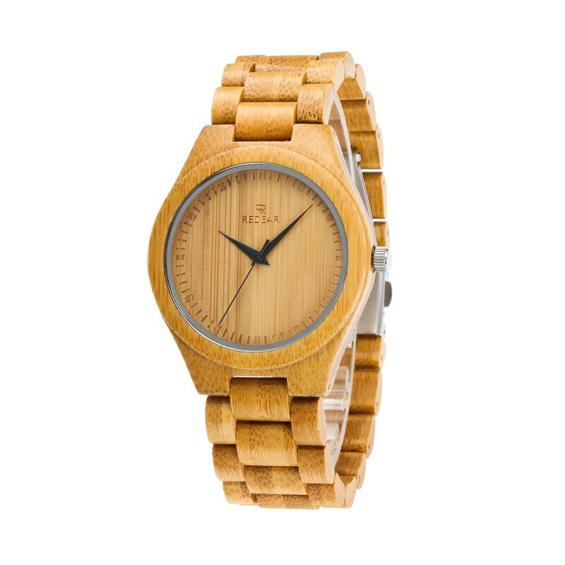 REDEAR Gratis Verzending Natuurlijke Kleur Bamboe Lover's Horloge Mannen Luxe Hout Band Quartz Dames Horloges Vrouwen