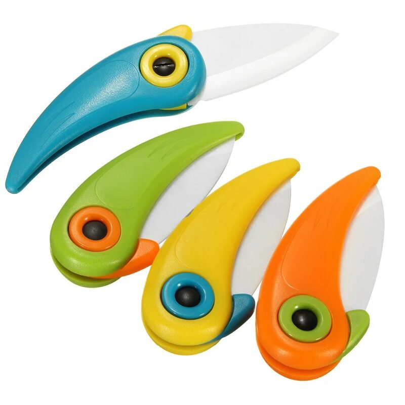 جديد صغير الطيور السيراميك السكاكين الخضار سكين جيب السيراميك للطي السكاكين المطبخ الفاكهة سكين التقشير مع مقبض ABS الملونة