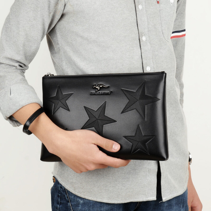 Men's  Envelope Bag Business Day Clutch Big Capacity Male Handbag iPad Case Travel Bag for Man, Black & Brown