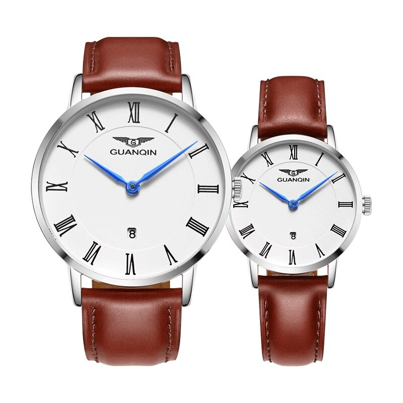 2018 new Luxury Couple Watch Top Brand GuanQin Quartz Watch Calendar Hardlex Waterproof Simple Fashion Casual bayan kol saati